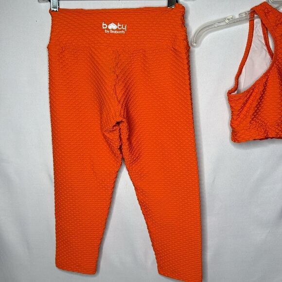 Booty By Brabants Croco Skin Orange Cropped Leggings and Sports Bra Set. One Sz. - Picture 5 of 11